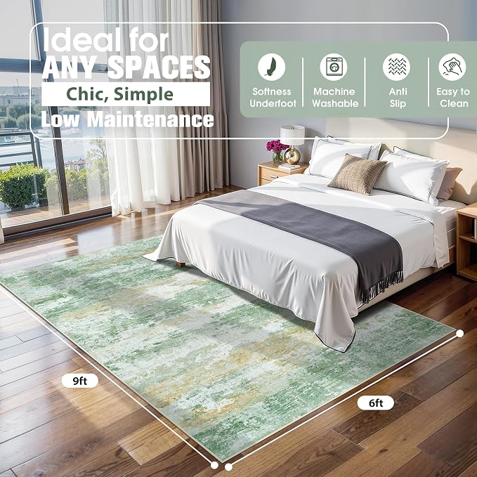 6x9 Area Rugs for Living Room Rug Washable: Abstract Rug for Dining Room - Image 2