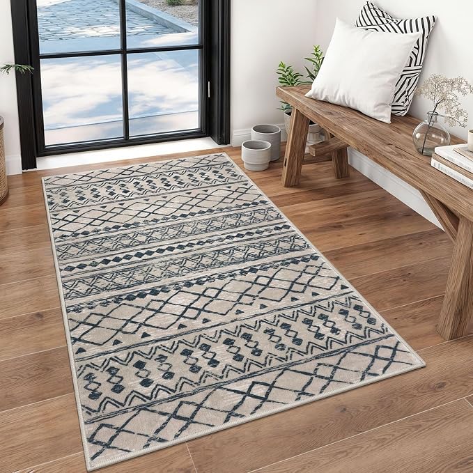 KUTA 3x5 Rugs for Entryway Boho Area Rug for Living Room, Moroccan Brown Black by KUTA