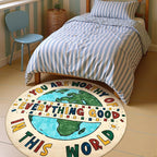JINCHAN 4ft Round Rug Washable Fun Rug You Are Worthy Playroom Mat Non Slip - Image 2