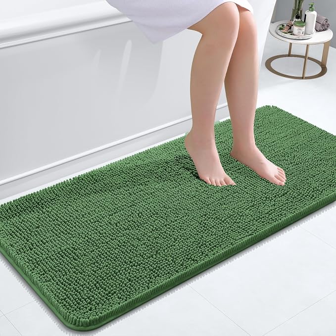 OLANLY Bathroom Runner Rugs 47x20, Soft Absorbent Chenille Bath Rugs, Rubber by OLANLY