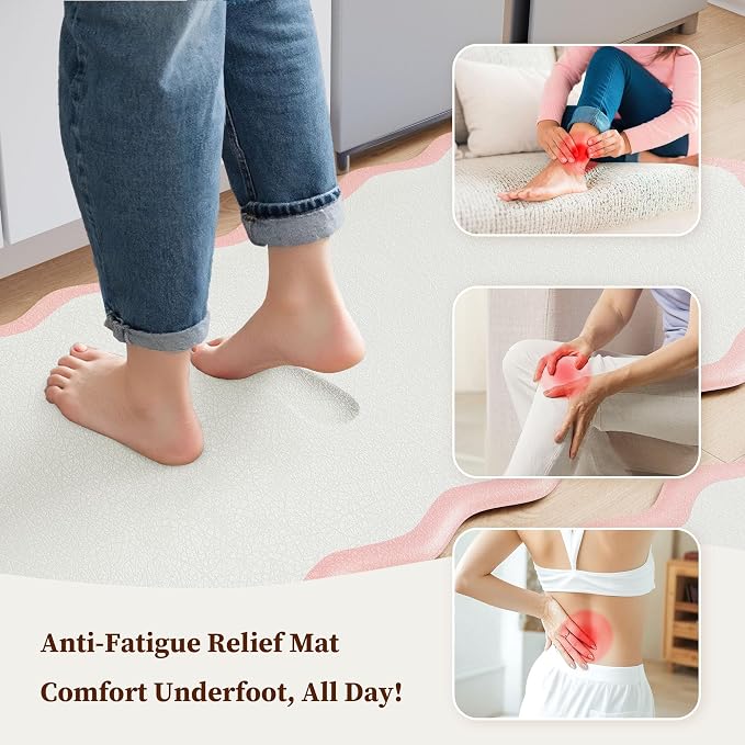 Arenarug Scalloped Pink Kitchen Mats Rugs Sets of 2 Cushioned Anti Fatigue - Image 4