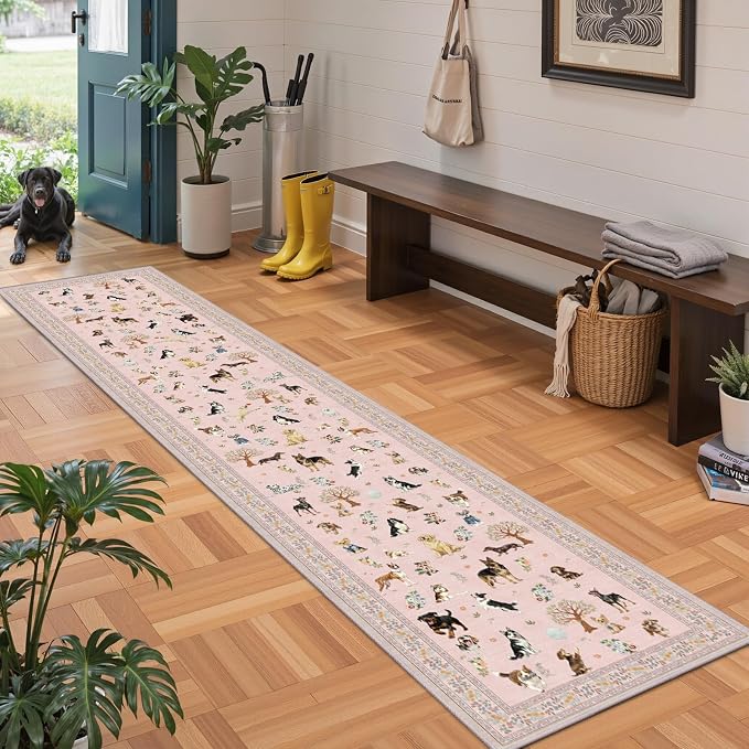 Pink Rug for Hallways Kitchen Rug 2x8, Non Slip Washable Runner Rugs - Image 5