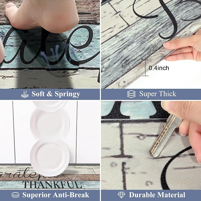 HEBE Anti Fatigue Kitchen Mat Set of 2 Non Slip Cushioned Kitchen Mats - Image 3