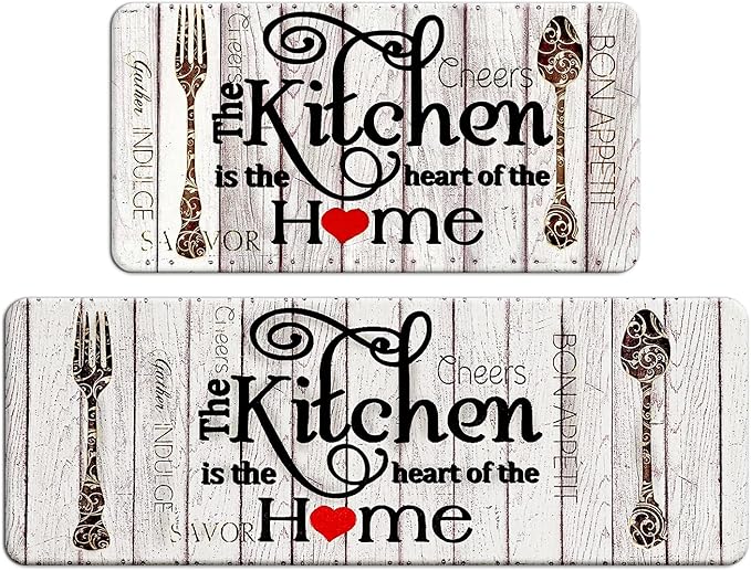FRESHMINT Farmhouse Kitchen Mats Sets 2 Piece Cushioned Anti-Fatigue Comfort Mat by FRESHMINT