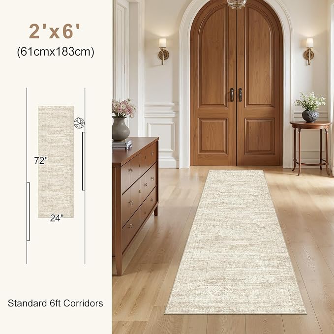 UERMEI 3x8 Washable Runner Rug for Hallway, Non Slip Low Pile Kitchen Carpet - Image 8
