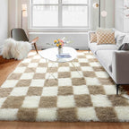 KICMOR 5x7 Beige and Cream White Area Rugs Fluffy Living Room Carpet, Large - Image 5