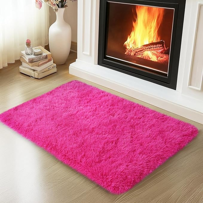 Mugorn Hot Pink Fluffy Soft Rugs by MUGORN