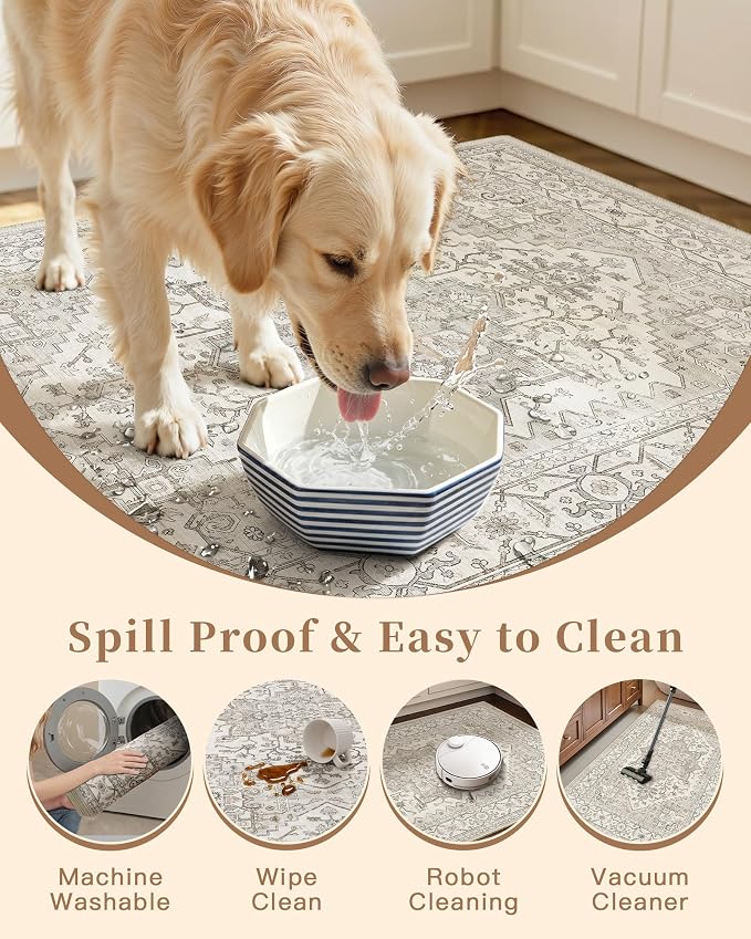Madane Washable Kitchen Rug Set of 3, Small Area Rug Non-Slip Vintage Entryway - Image 7