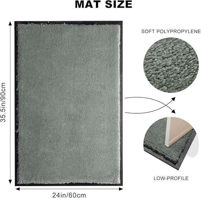 Mibao Front Door Mat Indoor Entrance, 29.5" x 17", Dirt Trapper Welcome Mat - Image 2
