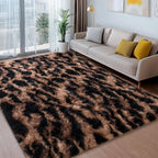 Shag Rugs for Living Room 5x7, Ultra Soft Tie-Dyed Brown Leopard Big Fuzzy Rugs - Image 6