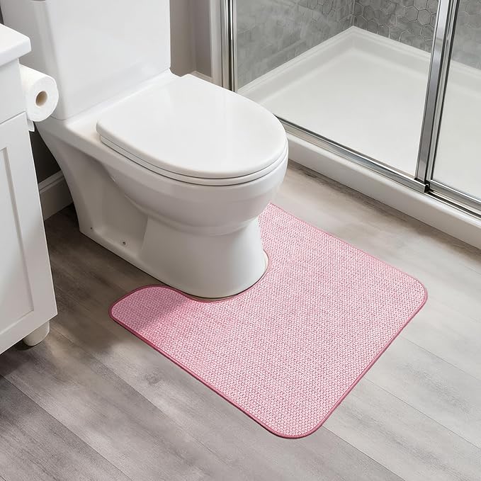 Bosap Toilet Rugs U Shaped Bathroom Rug, Machine Washable Non Slip Quick Dry by BosapDirect