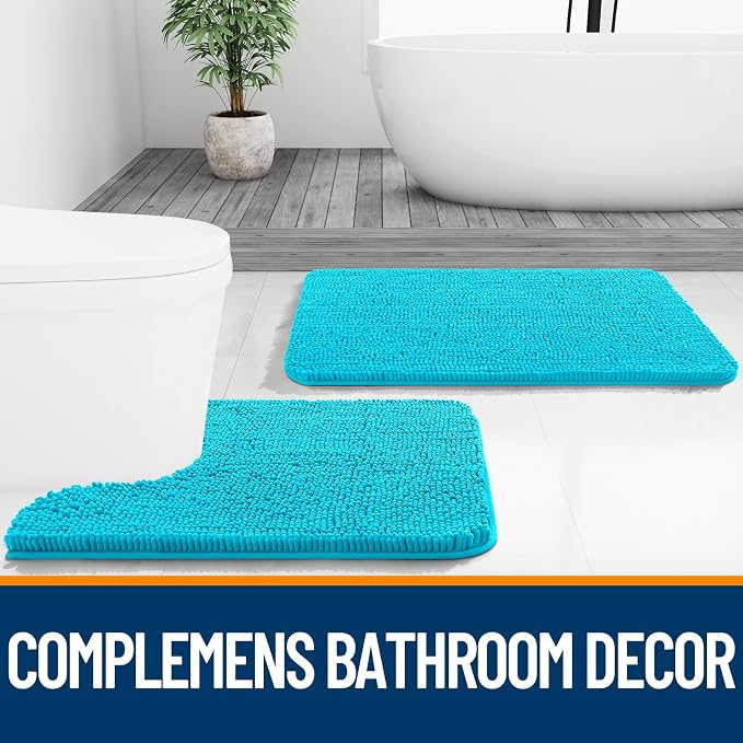 OLANLY Bathroom Runner Rugs 44x24, Soft Absorbent Chenille Bath Rugs, Rubber - Image 7