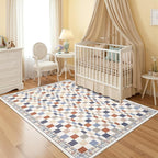 GarveeHome 4x6 Rug for Playroom Machine Washable Checkered Carpets for Bedroom by GarveeHome