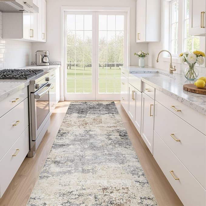 Runner Rug Kitchen Washable Rugs: 2x10 Non-Slip Abstract Soft Modern Stain by LOONGRUG
