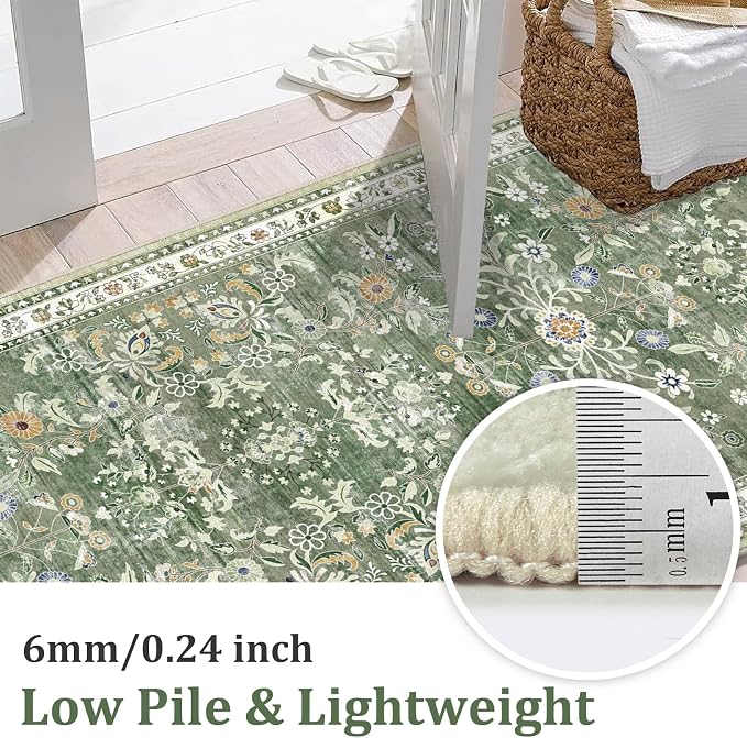 Yamaziot Washable Area Rug 8x10 – Large Non-Slip Boho Floral Living Room Rug - Image 4