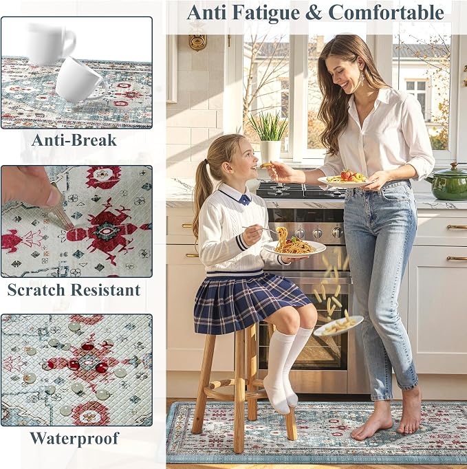 Collive Boho Kitchen Rugs and Mats 2PCS Cushioned Anti-Fatigue Floor Mat - Image 6
