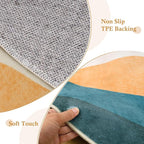 Abstract Round Rug 3ft, Faux Wool Soft Throw Area Rugs, Washable Farmhouse - Image 4