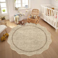 GarveeHome Scalloped Round Washable Rug, Soft Modern Round Rugs 5ft Circle by GarveeHome