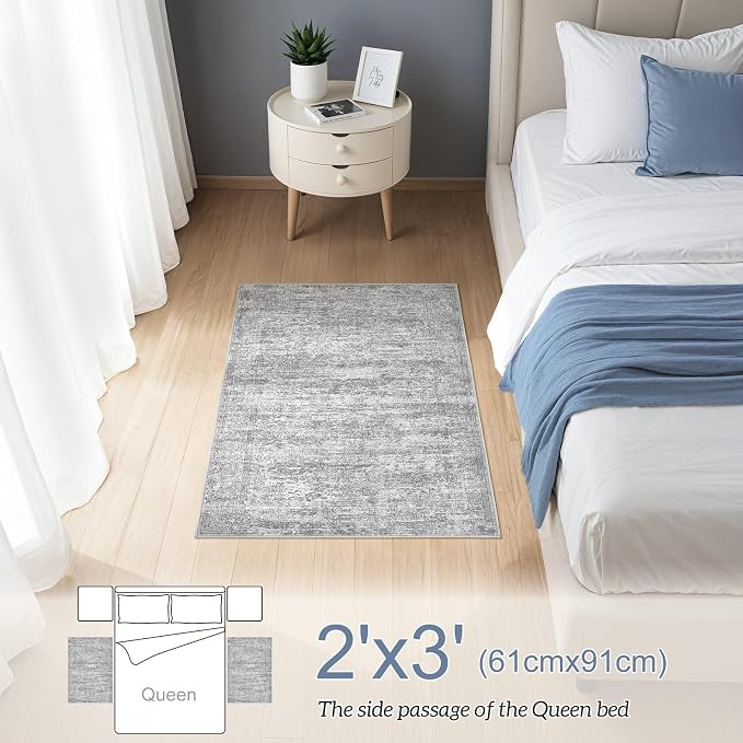 DMOYEST 2x3 Entryway Area Rug: Washable Neutral Modern Abstract Small Rug - Image 2