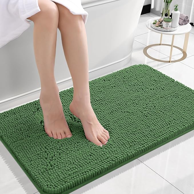 OLANLY Small Bathroom Rugs 24x16, Extra Soft Absorbent Chenille Bath Rugs by OLANLY