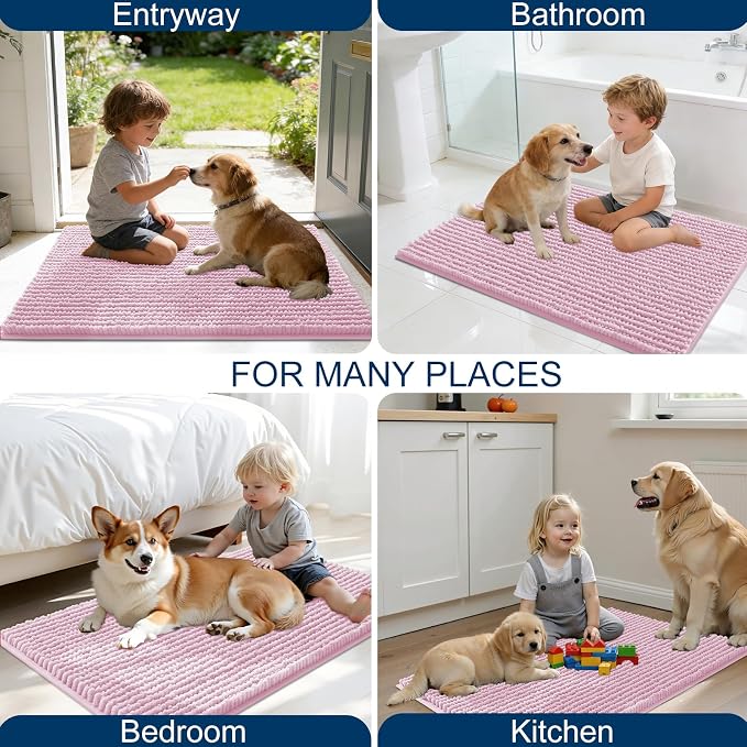 OLANLY Dog Door Mat for Muddy Paws 24x16, Ultra Absorbent Chenille Mud Doormat - Image 8