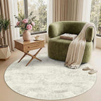 Latte&Fog Washable Round Area Rug 4ft, Vintage Floral Low Pile Non Slip Ivory - Image 3