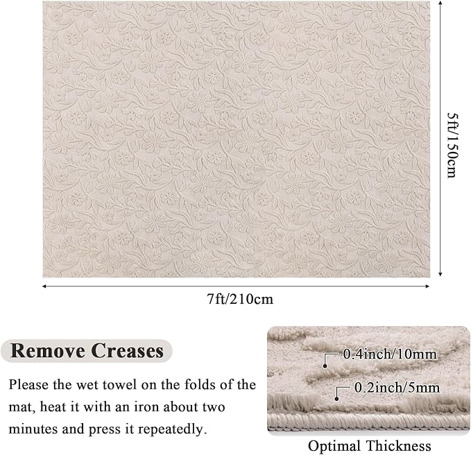 Vaukki 5x7 Area Rug for Living Room, Soft Fluffy Washable Modern Floral Indoor - Image 2