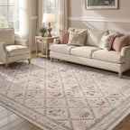 DCX Washable 6x9 Rose Biege Floral Rug by DCXWashableRug