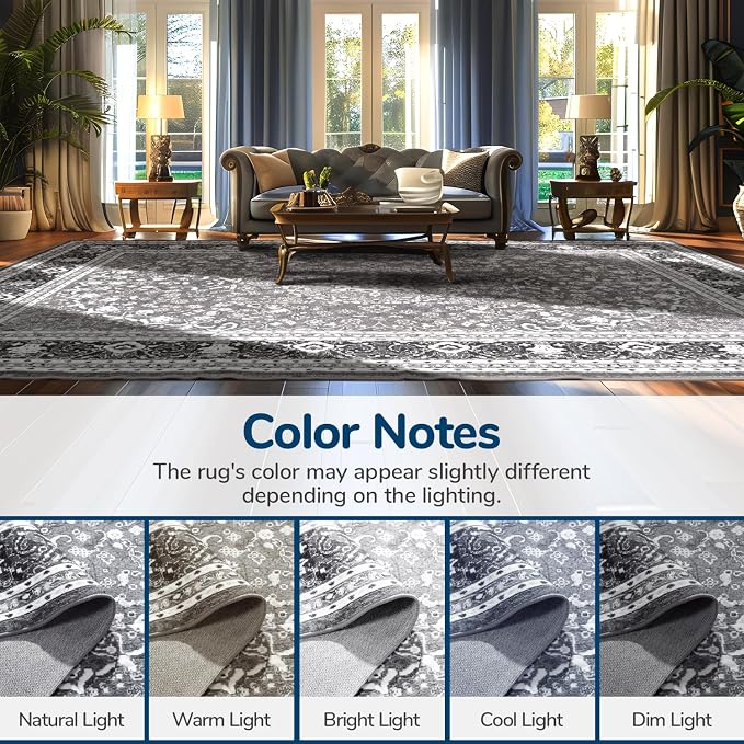 Lessymo 6x9 Bedroom Area Rugs- Machine Washable Area Rugs, Super Soft Faux-Wool - Image 9