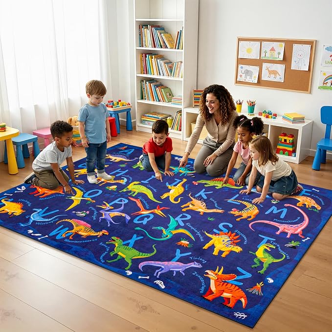 4x6 ABC Classroom Rug for Kids Playroom, Alphabet Rug - Image 2