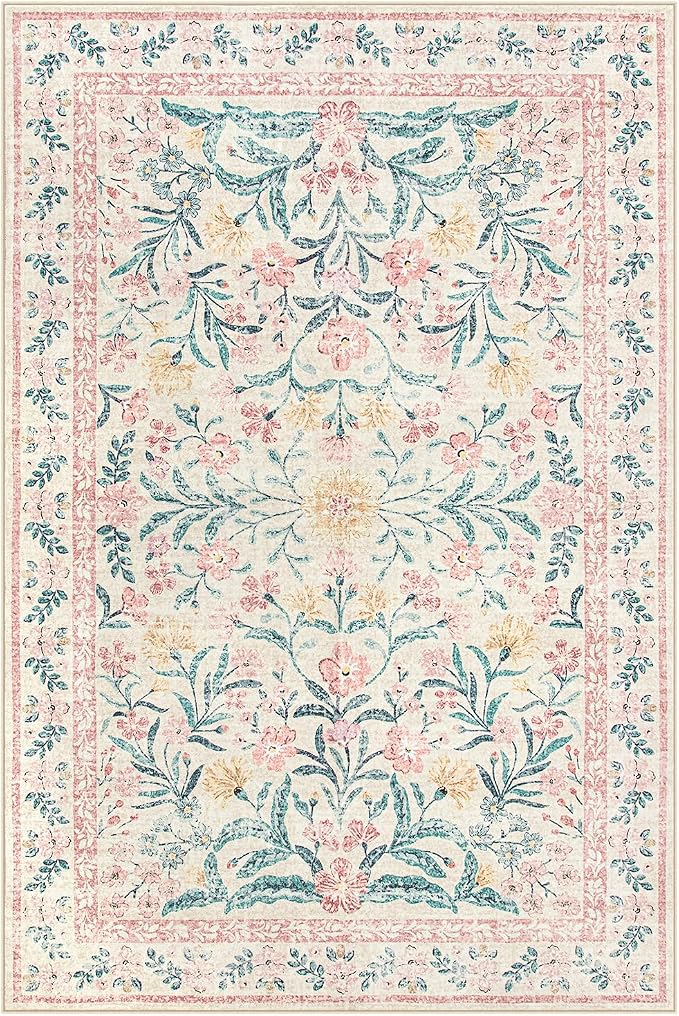 Wonnitar Washable Area Rug 6x9, Boho Non Slip Non-Shedding Pastel Nursery Carpet - Image 10