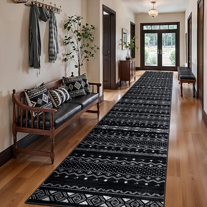SERISSA Hallway Runner Rug, Soft Low-Pile Boho Geometric Indoor Long Carpet by SERISSAHomeDecorCollection