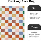 PureCozy Checkered Rug 5x8 for Living Room, Modern Neutral Shag Rug Super Soft - Image 3