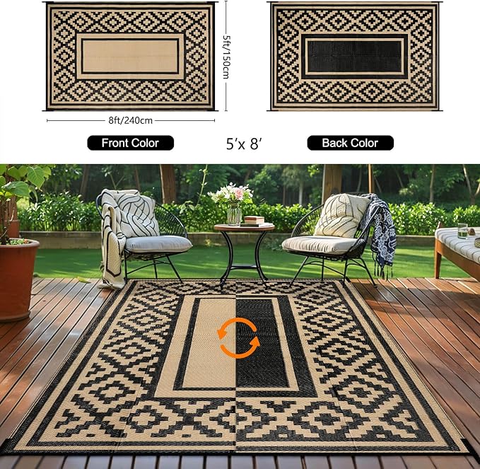 Outdoor Patio Plastic Straw Rug - Image 2