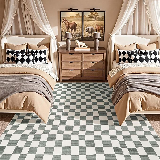 jinchan 6x9 Checkered Area Rugs - Image 5