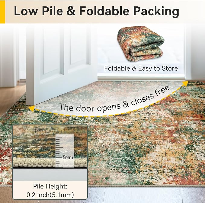 RELEANY Washable Area Rugs 7'x9' Non-Slip Modern Abstract Soft - Image 6