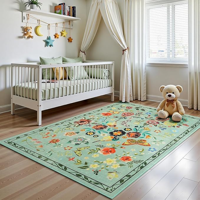 Rugflix 5x7 Washable Area Rug for Living Room, Soft Non Slip Low Pile Carpet - Image 7