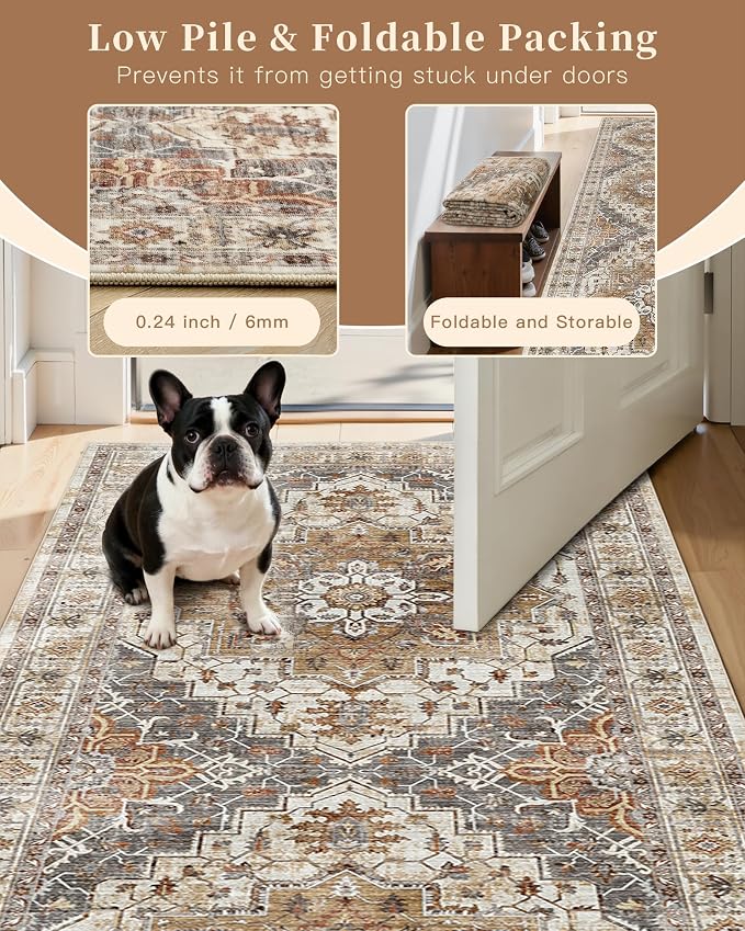 Madane Runner Rug 2'6''x8' Kitchen Runner, Hallway Runner Printed Vintage - Image 6