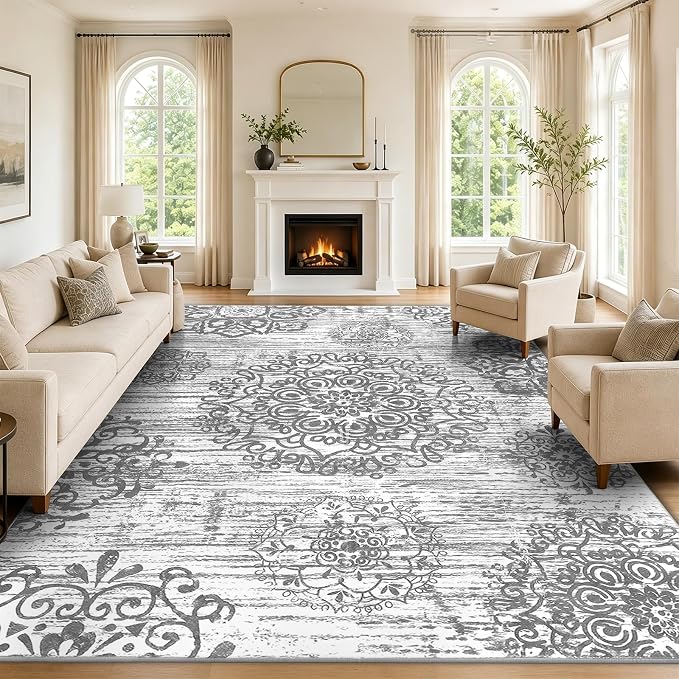 HEBE Area Rugs for Living Room 9'x12', Washable Non Slip Boho Bedroom Rug by HEBE