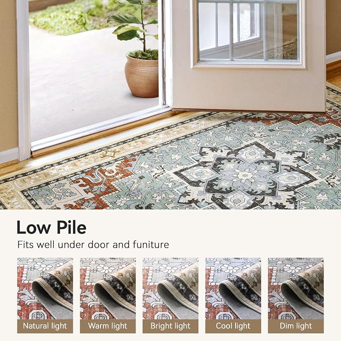 8x10 Area Rugs, Large Area Rug for Living Room, Floral Washable Area Rug for - Image 8