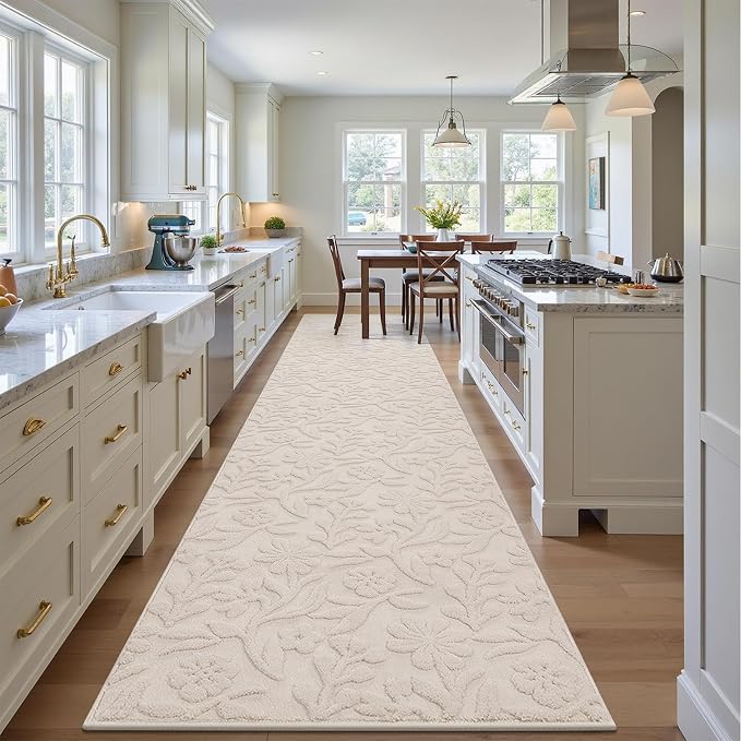 Vaukki 2x10 Runner Rug for Living Room, Soft Fluffy Washable Modern Floral - Image 8