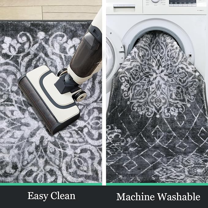 HEBE Hallway Runner Rug 2'8''x12' Washable Vintage Distressed Area Rugs Non - Image 5