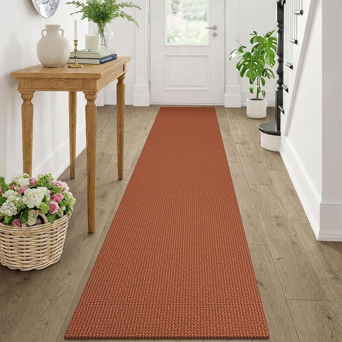 KOZYFLY Orange Runners Rugs for Hallway 2x10, Washable Runner Rug, Woven Non by KOZYFLY