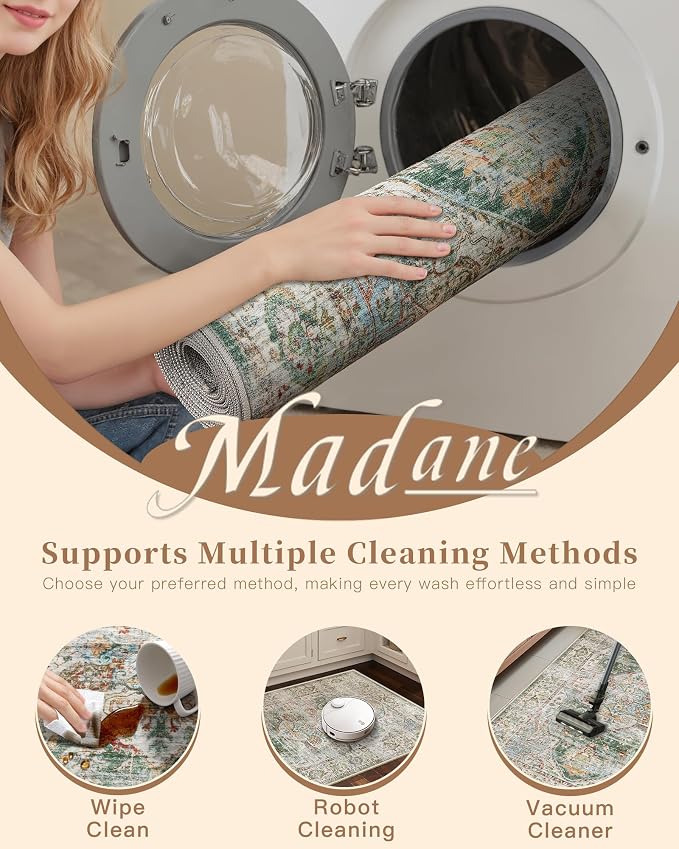 Madane Runner Rug 2'6''x8' Kitchen Runner, Hallway Runner Printed Vintage - Image 12