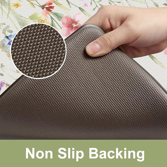 KIMODE Kitchen Mats Cushioned Anti Fatigue, Summer Farmhouse Flower Kitchen - Image 4