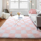 KICMOR 5x7 Area Rugs for Living Room, Fluffy Soft Light Pink and White - Image 7