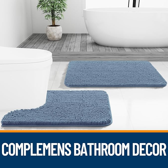 OLANLY Bathroom Rugs 34x21, Extra Soft Absorbent Chenille Bath Rugs, Rubber - Image 7