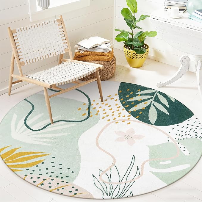 Lahome Boho Round Rugs - 4Ft Washable Non-Slip Small Round Area Rug Throw Soft by Lahome