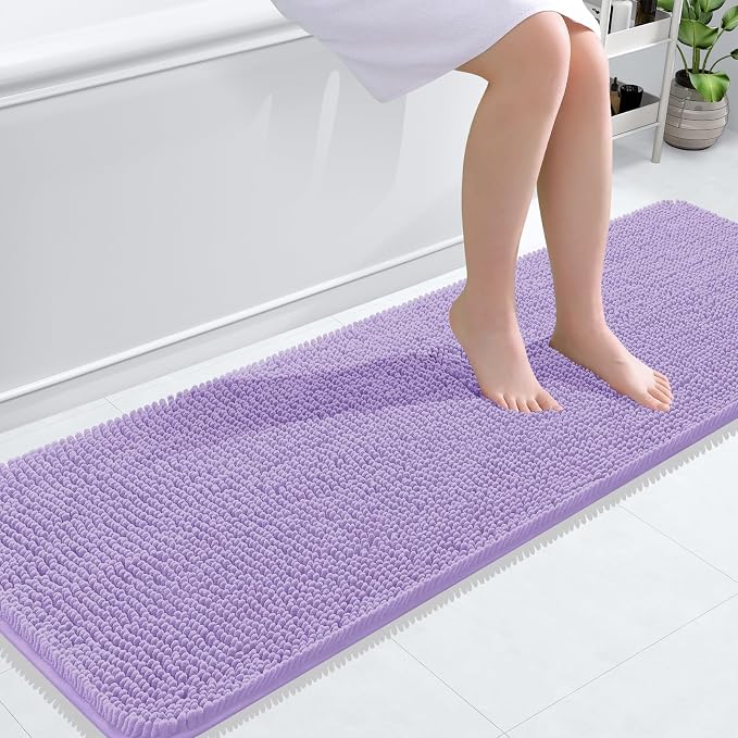 OLANLY Bathroom Runner Rugs 59x20, Soft Absorbent Chenille Bath Rugs, Rubber by OLANLY