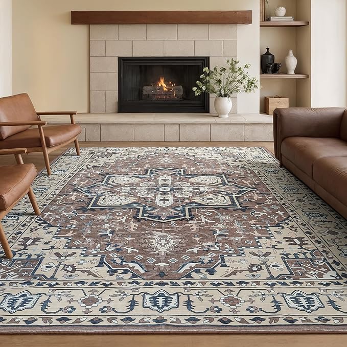 Rugflix 8x10 Area Rugs for Living Room, Washable Rug, Soft Low Pile Carpet by RugflixAreaRugs